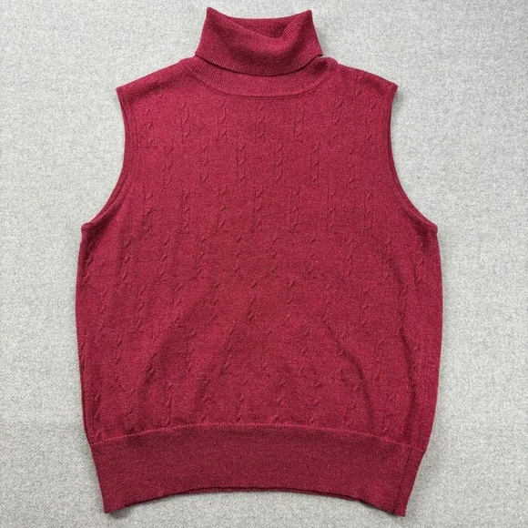 Vintage Herman Geist Cardigan Sweater Set 2 Pc. Mock Neck Metallic Cranberry M - Picture 3 of 10